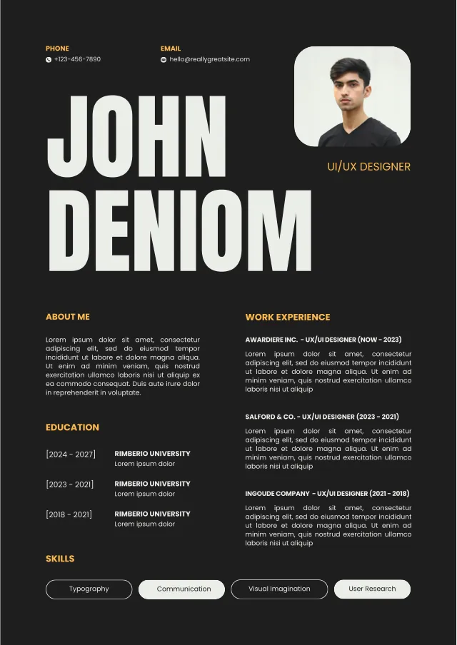 Creative Designer resume template preview