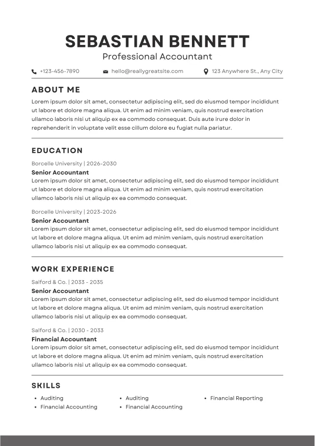 Full-page preview of the Bold Creative CV template layout
