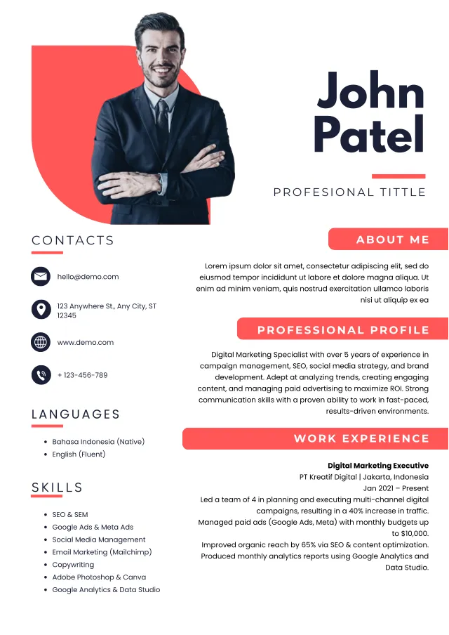 Modern Executive resume template preview